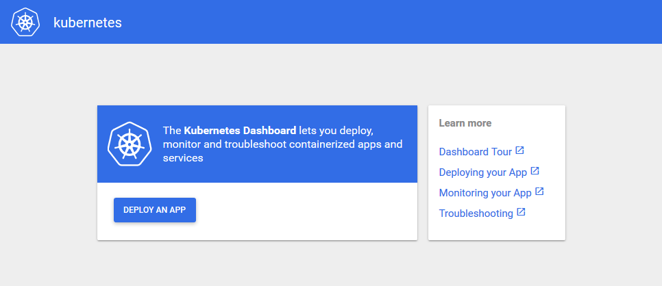 Screenshot of the Kubernetes dashboard