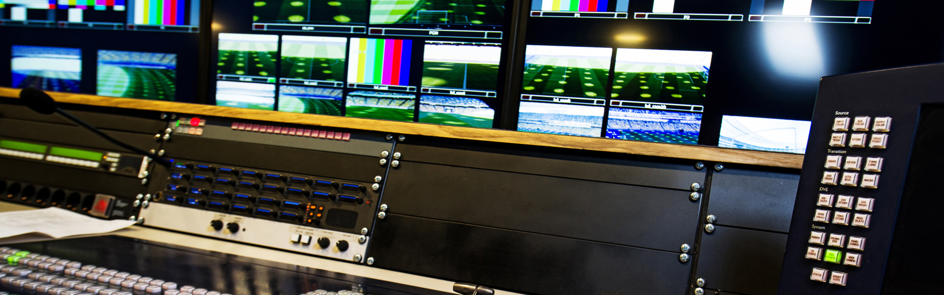 A stock photo of a media broadcasting control room